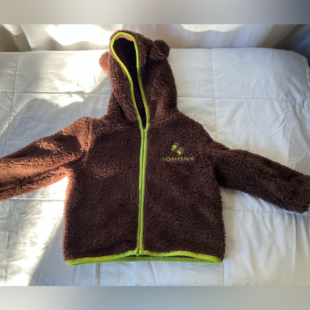 Polar Quality Sportswear Boys Brown Sherpa Zip Up Bear ears Jacket Mohonk